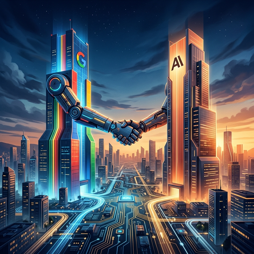 Hero Image: Google and Anthropic Handshake