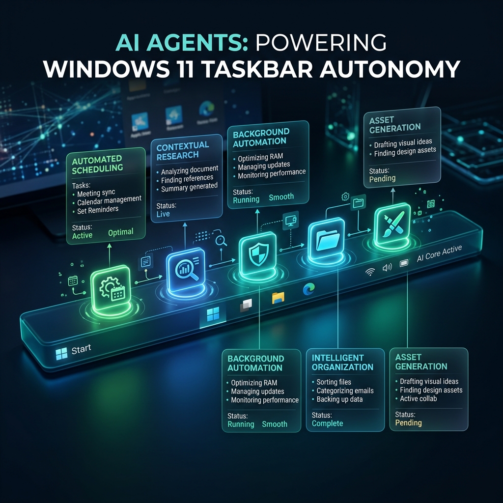 Windows 11 AI Agents inside the Taskbar